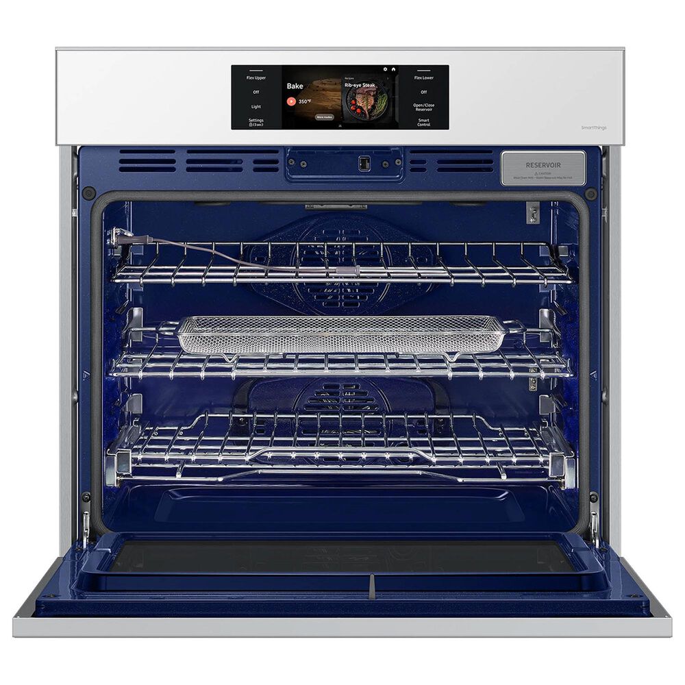 Samsung Bespoke 2-Piece Kitchen Package with White Bespoke 30" Single Wall Oven and Black 30" Induction Cooktop, , large