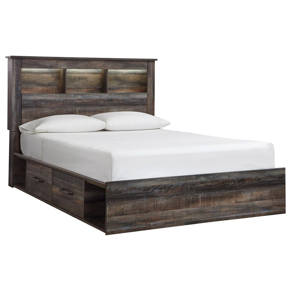 Ashley Drystan Queen Bookcase Bed with 2 Storage Drawers in Multi, , large