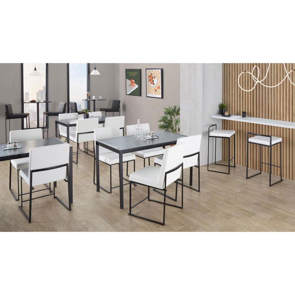 Lumisource Fuji Stackable Counter Stool with White Faux Leather Cushion in Black &#40;Set of 2&#41;, , large