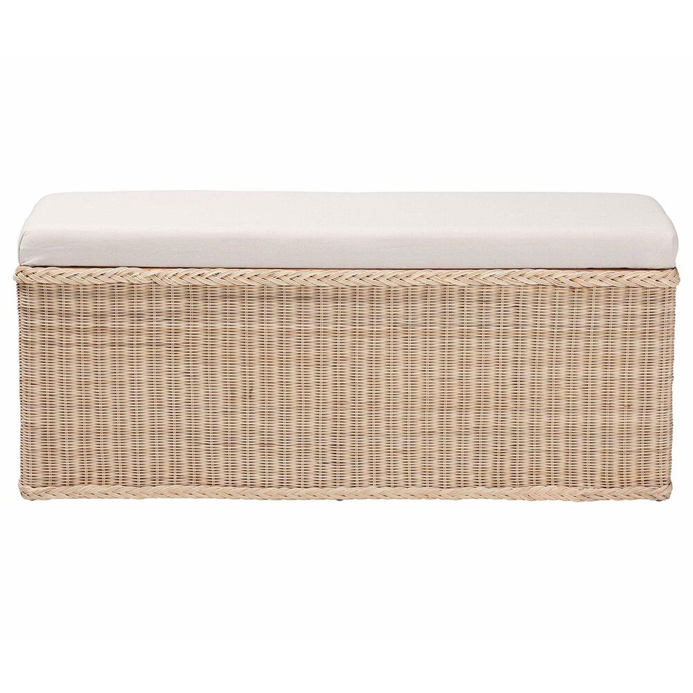 Baxton Studio Barid Rectangle Storage Bench in Natural, , large