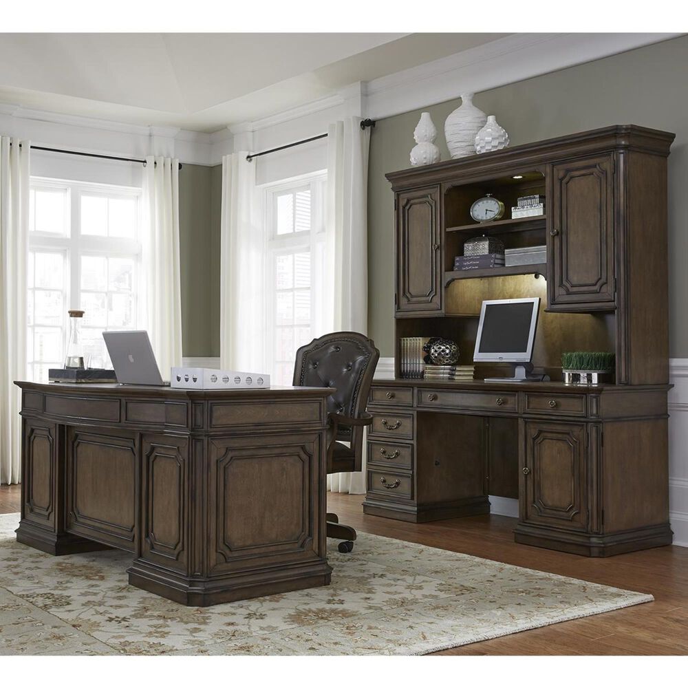 Belle Furnishings Amelia 5-Piece Jr Executive Set in Antique Toffee, , large