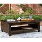 Ashley Monterey Point Rectangular Outdoor Cocktail Table in Dark Brown, , large