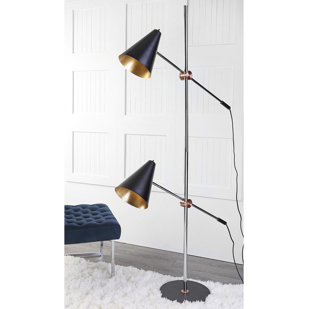 Safavieh Reed 71" Floor Lamp in Chrome/Black, , large