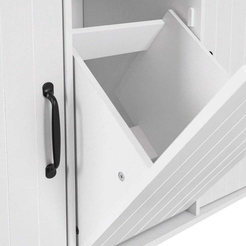 HOMLUX 44" Kitchen Island with Trash Can Storage Cabinet in White, , large