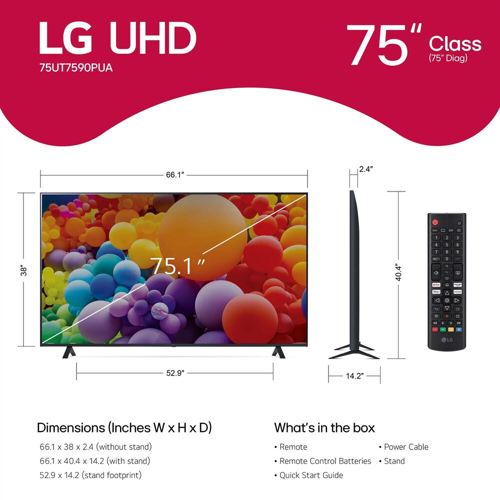 LG 75&quot; Class UT75 Series 4K UHD in Black - Smart TV, , large