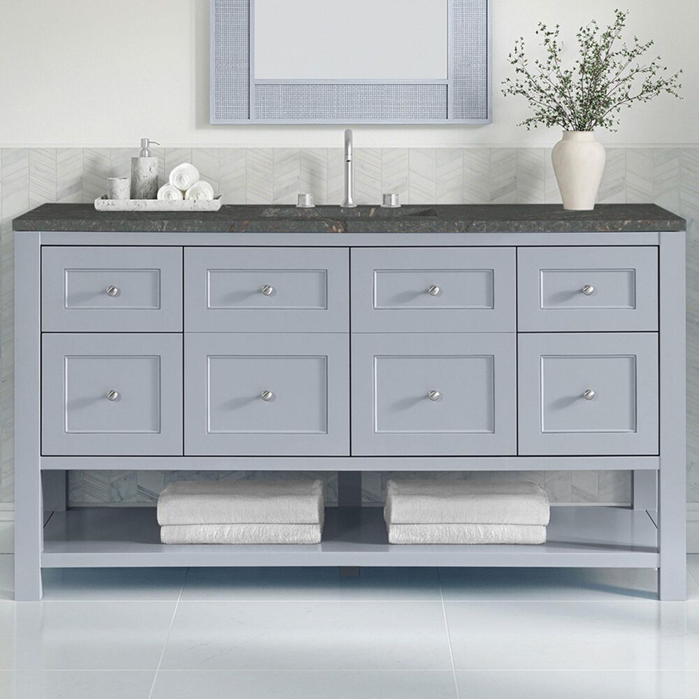 James Martin Vanities Breckenridge 60" Single Bathroom Vanity in Serenity Blue with 3 cm Parisien Bleu Quartz Top, Rectangular Sink and FreePower Wireless Charger, , large