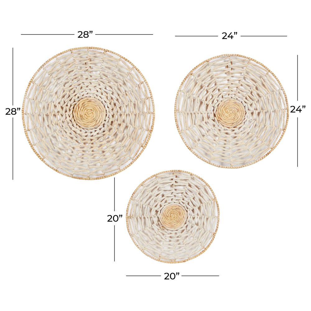 Maple and Jade 20&quot;, 24&quot;, 28&quot; Plant Plate Home Wall Decor in Lightweight Cream and Beige &#40;Set of 3&#41;, , large
