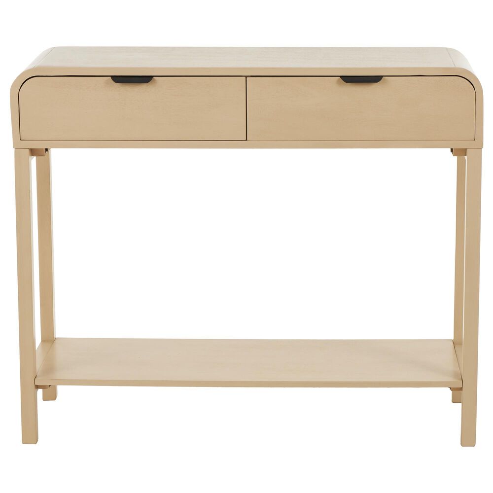 Maple and Jade 2-Drawer Console Table with Black Handles in Beige, , large