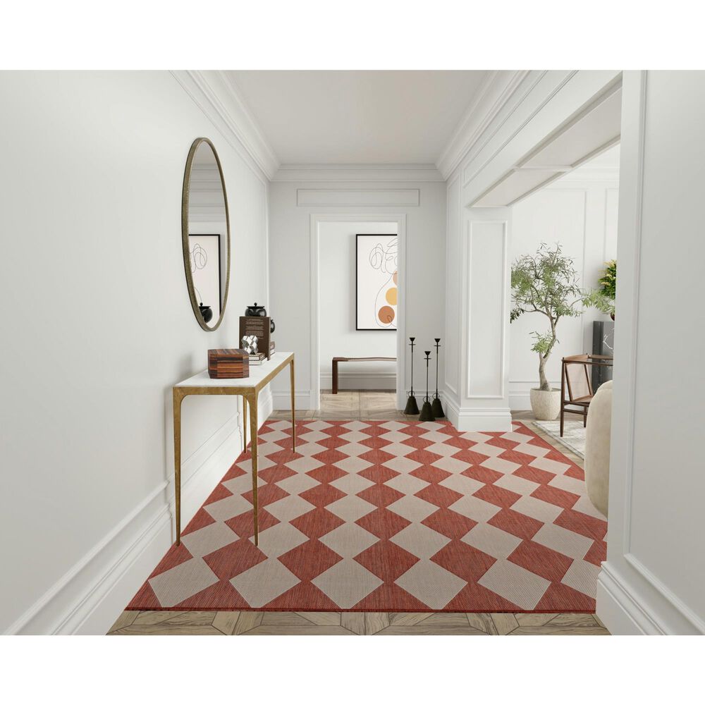 Nourison Positano Geometric Terracotta 9&#39; x 12&#39; Indoor/Outdoor Area Rug, , large