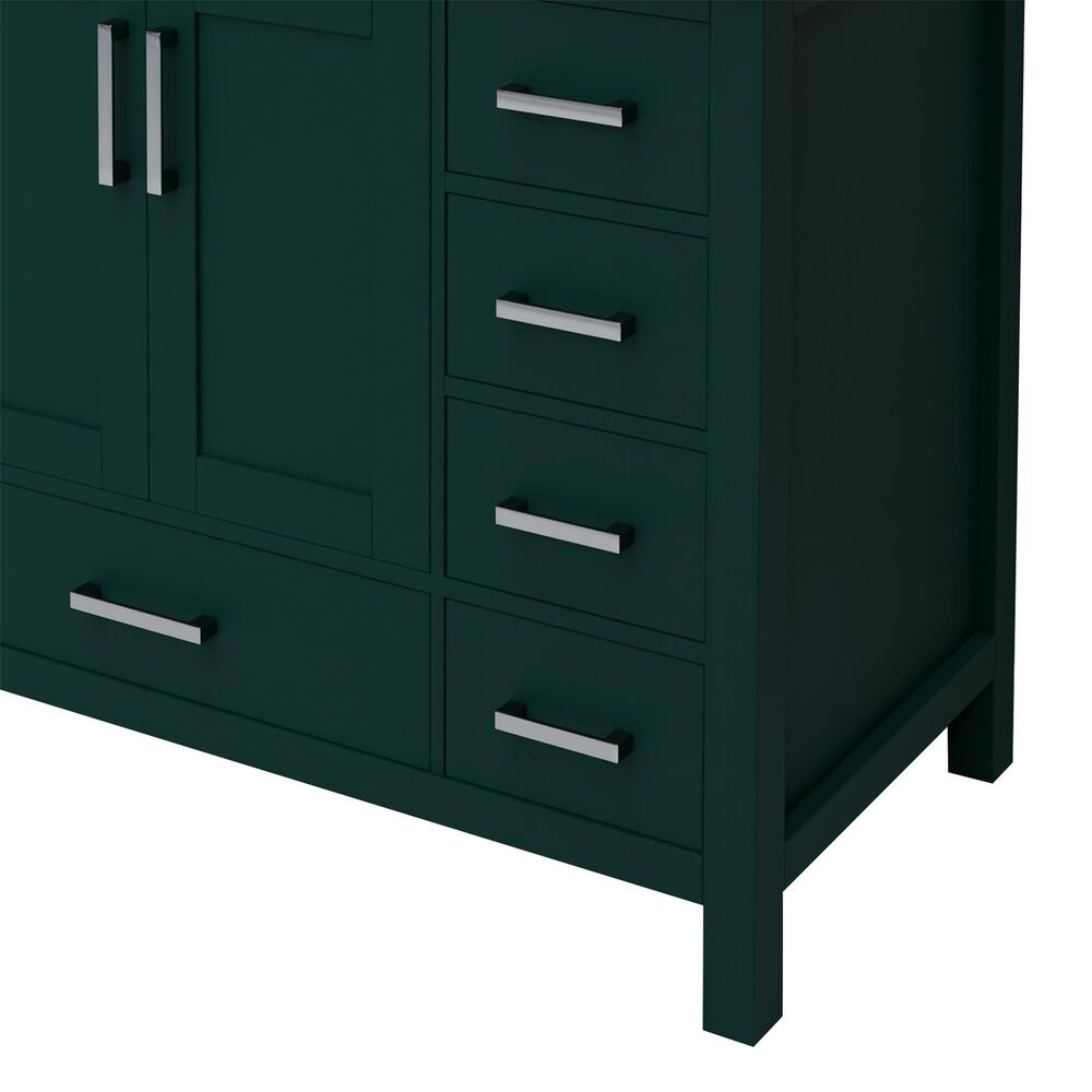 Lexora Home Jacques 48&quot; Single Bathroom Vanity in Green with 2 cm White Cultured Marble Top and Rectangular Sink, , large