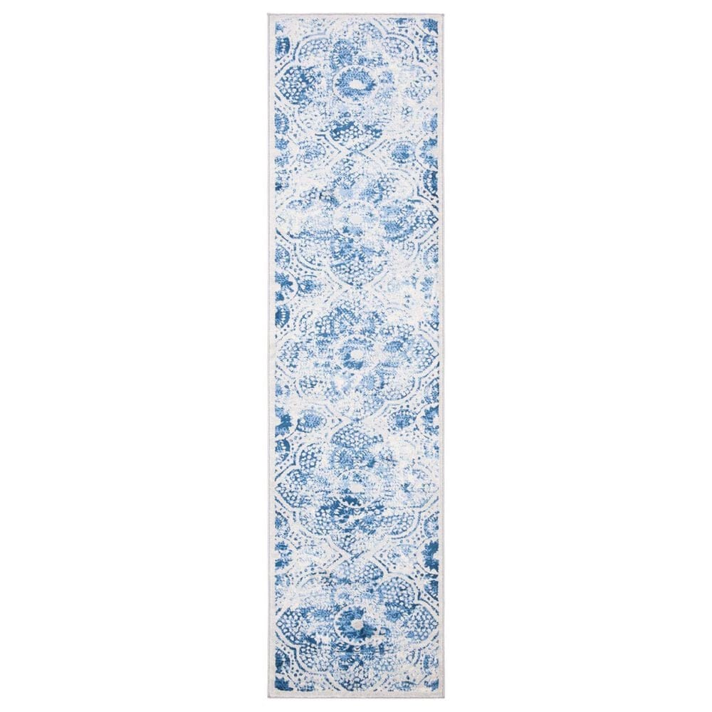 Safavieh Martha Stewart Floral 2" x 12" Cream and Blue Runner, , large