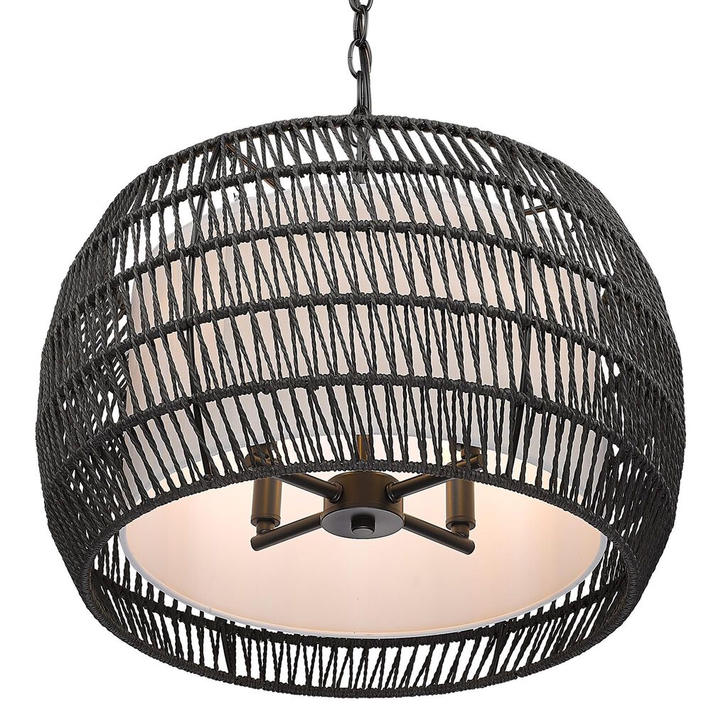 Golden Lighting Everly 4-Light Pendant in Black/ Matte Black Rattan, , large