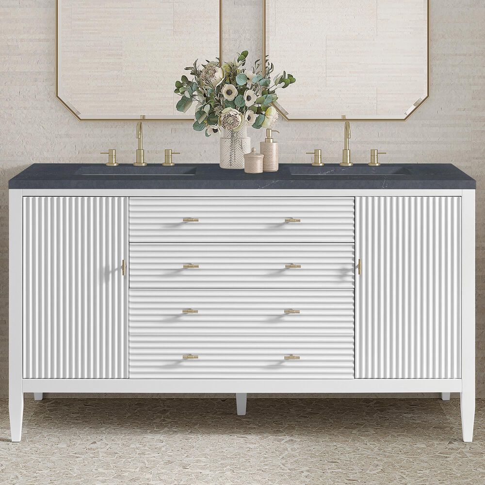 James Martin Vanities Myrrin 60&quot; Double Vanity in Bright White with 3 CM Charcoal Soapstone Quartz Top, , large