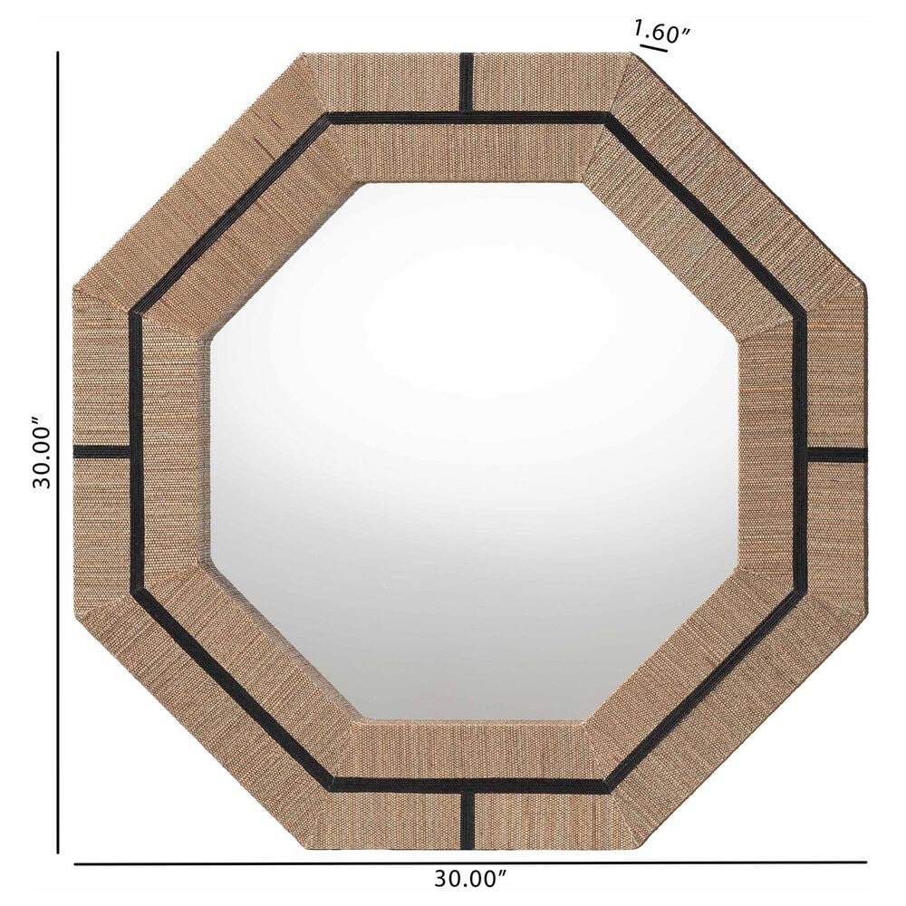 Baxton Studio Mirai Octagon Accent Mirror in Natural and Black, , large