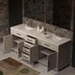 Lexora Home Abbey 80" Double Bathroom Vanity in White Oak with 2 cm White Carrara Marble Top and Rectangular Sinks, , large