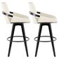 LumiSource Cosmo 30" Swivel Barstool with Cream Upholstery in Black (Set of 2), , large