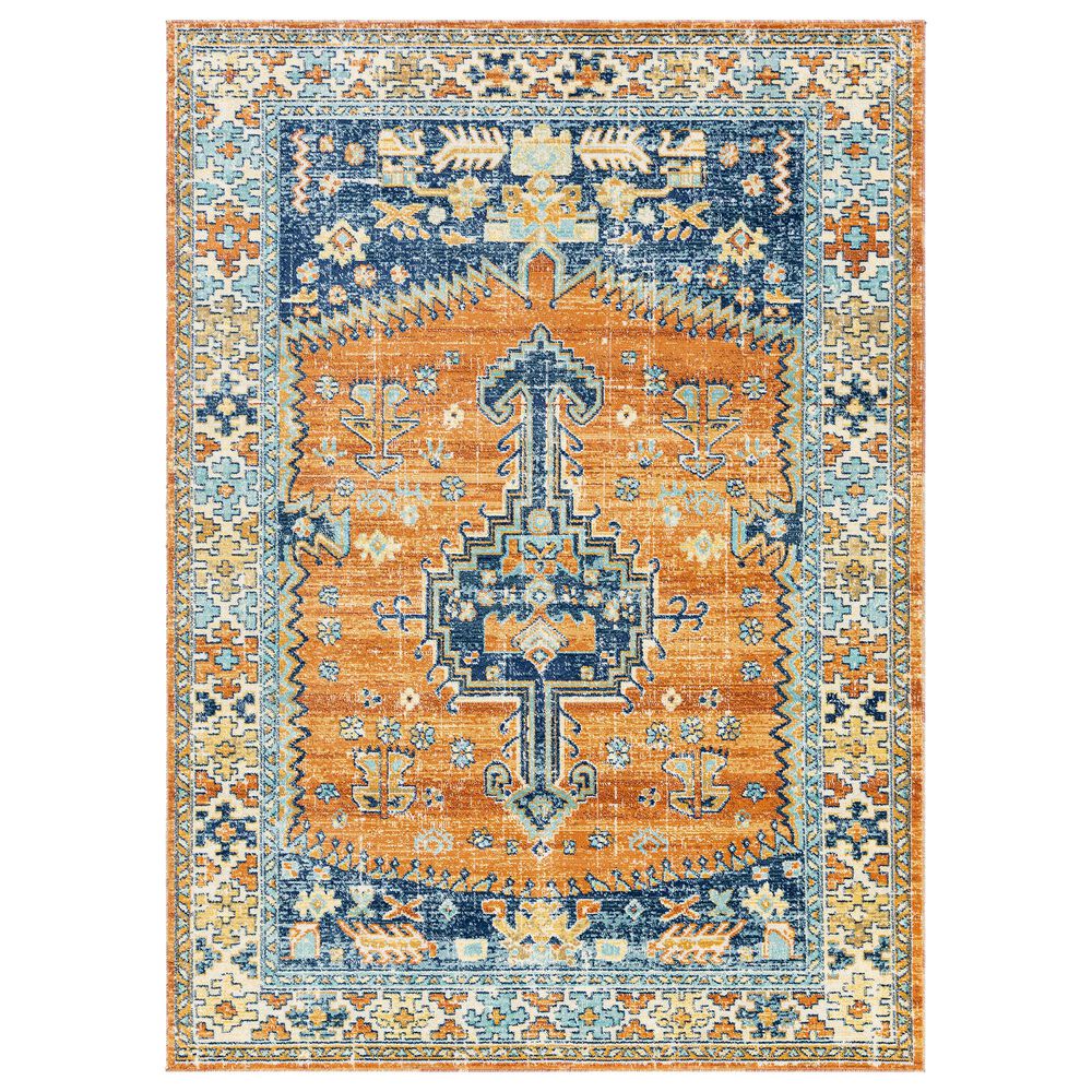 Surya Bodrum 7"10" x 10" Ivory, Orange, Saffron, Gray, Camel and Blue Area Rug, , large