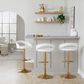 LumiSource Grotto Adjustable Bar Stool with White Faux Leather Upholstery in Gold (Set of 2), , large