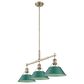 Golden Lighting Orwell 3-Light Linear Pendant with Pine Green Shade in Aged Brass, , large