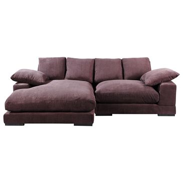 Moe"s Home Collection Plunge 2-Piece Stationary Sectional with Reversible Chaise in Dark Brown, , large