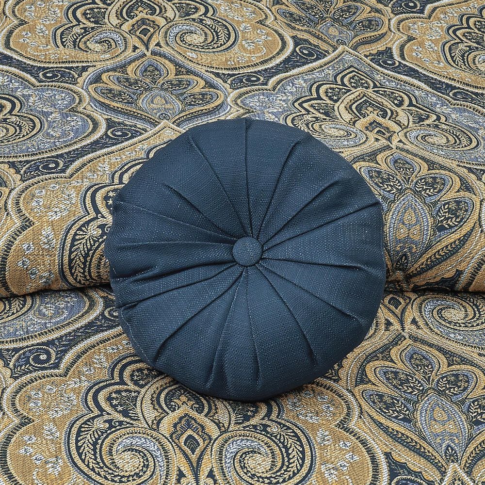 J. Queen New York Messina 15&quot; Round Throw Pillow in Navy Blue, , large