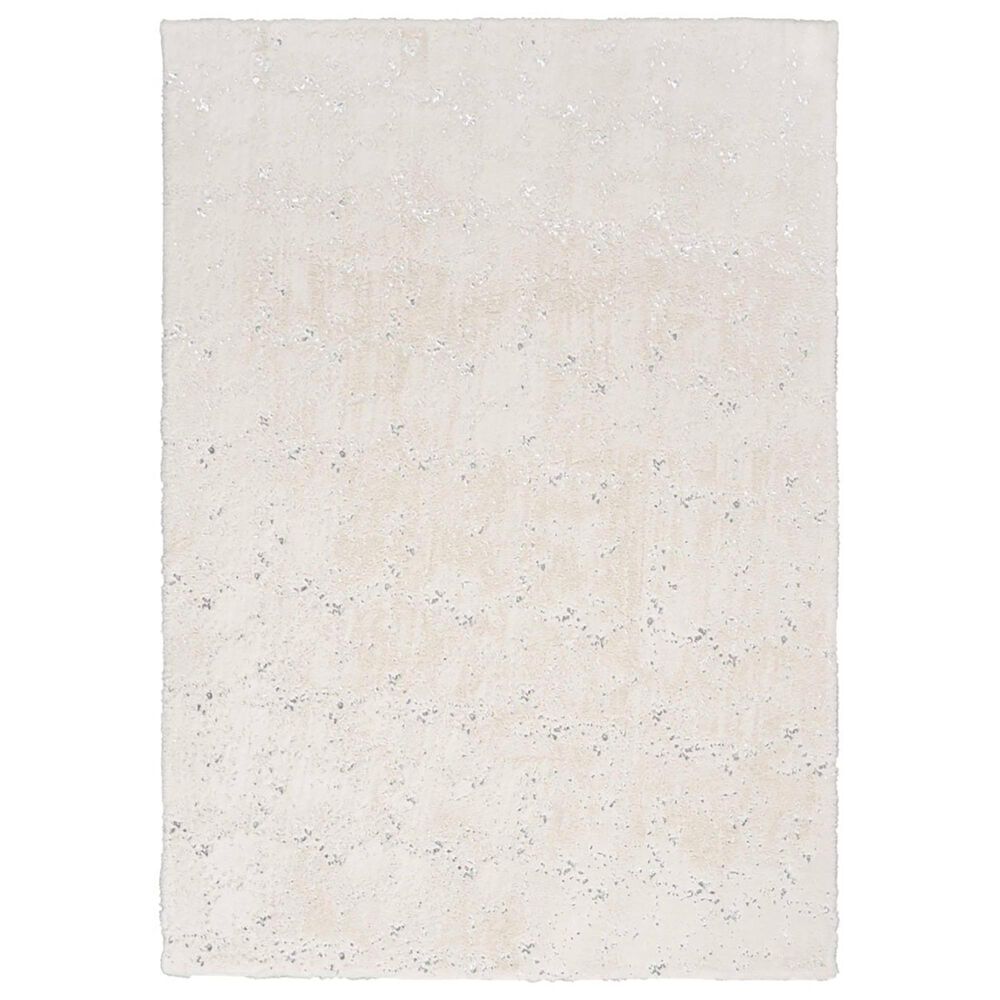 Nourison Cozy Shimmer 7"9" x 9"9" Ivory and Silver Area Rug, , large