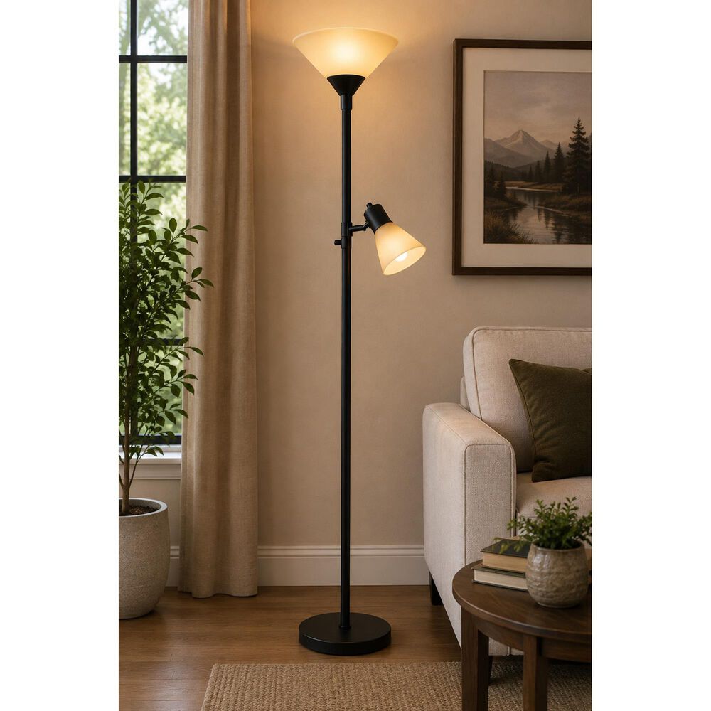 Cal Lighting Brayton Torchiere Floor Lamp in Black, , large