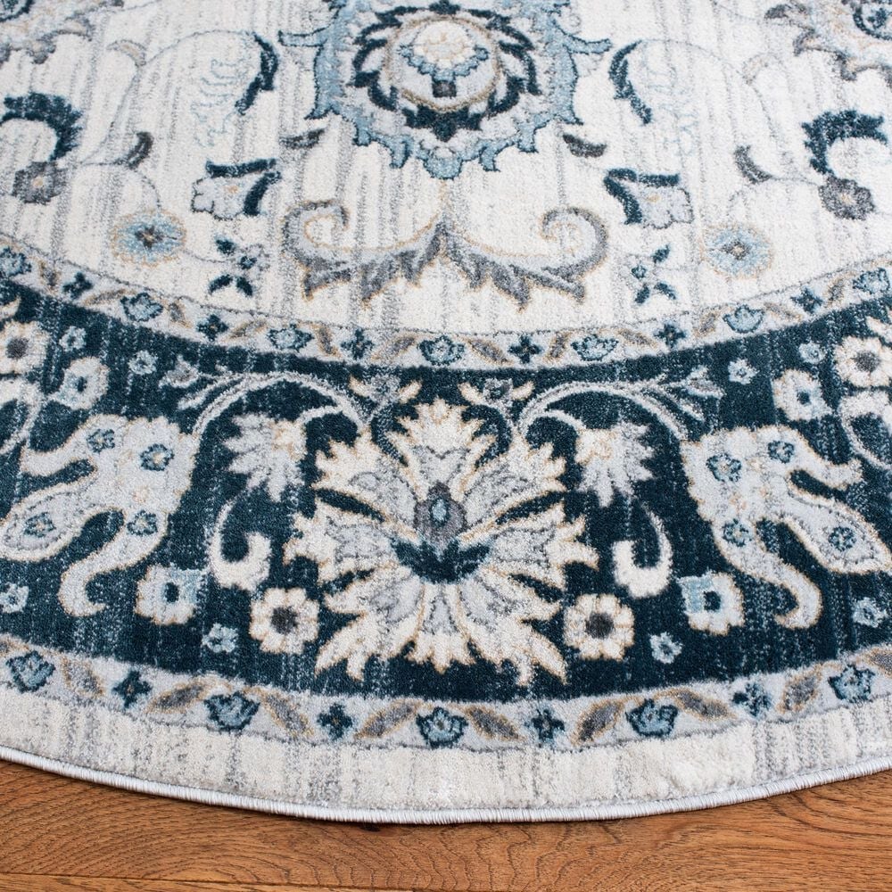 Safavieh Isabella 6&#39;7&quot; Round Cream and Navy Area Rug, , large