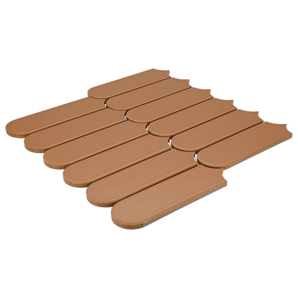 Dal-Tile Artefino Vintage Morganite 2" x 6" Fish Scale on 12" x 13" Porcelain Mosaic Sheet, , large