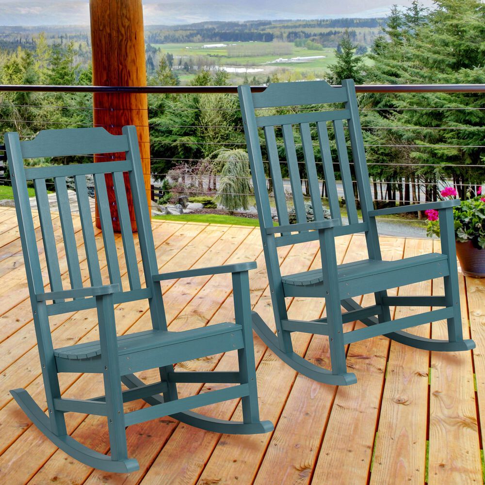Blue Winston Rocker Flash Furniture Winston Patio Rocking Chair in Blue (Set of 2) | NFM