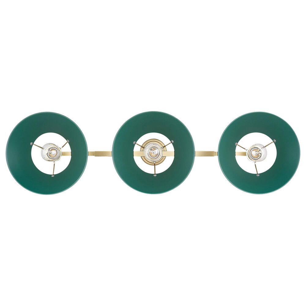 Golden Lighting Orwell 3-Light Linear Pendant with Pine Green Shade in Brushed Champagne Bronze, , large