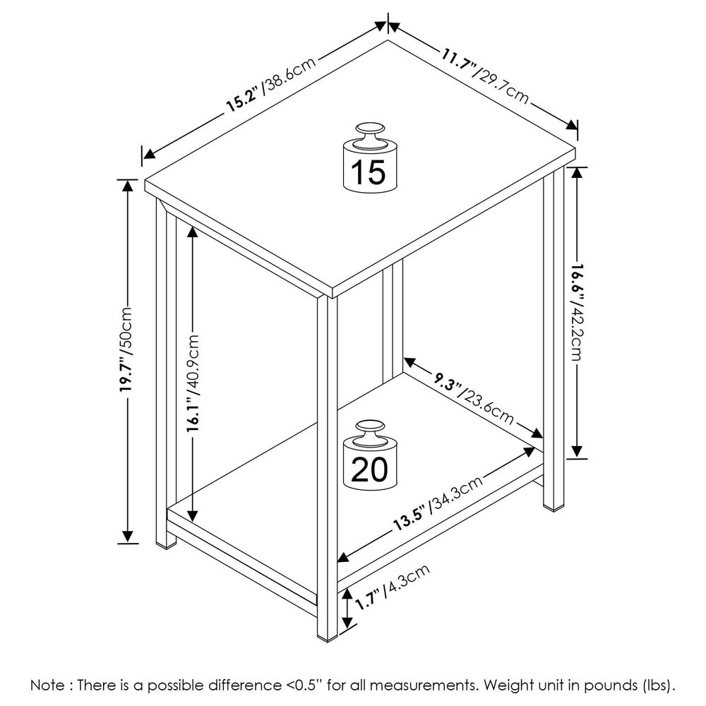 HOMLUX 2-Tier End Table with Open Shelf Storage Display in Amber Pine, , large