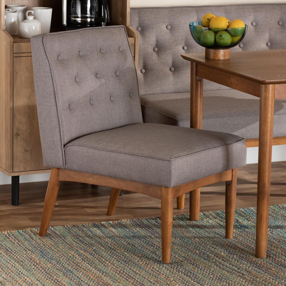 Baxton Studio Riordan Side Chair with Grey Cushion in Walnut Brown, , large