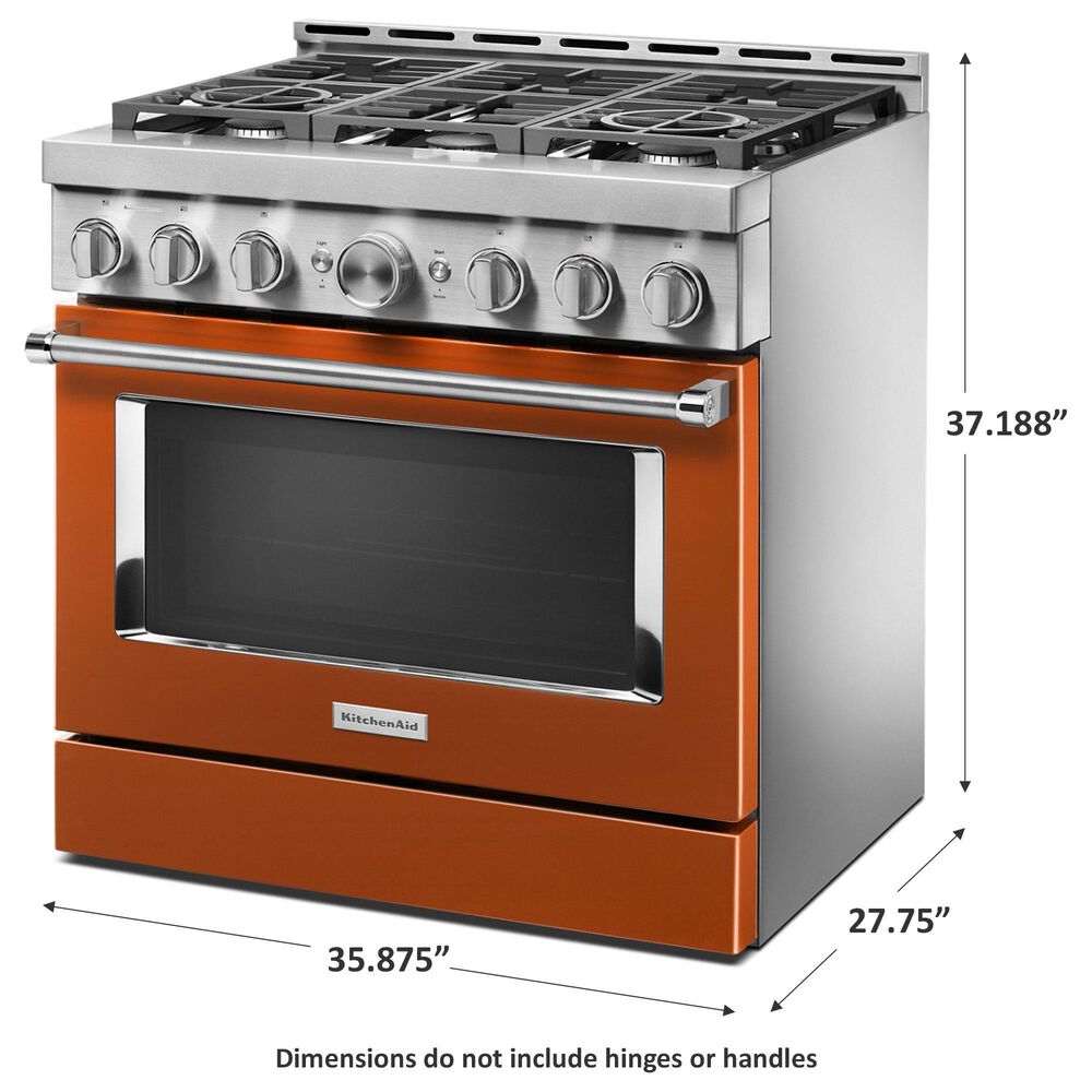 KitchenAid 36&quot; Slide-In Gas True Convection Range with Self-Cleaning in Scorched Orange, , large