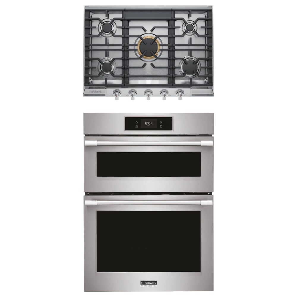 Frigidaire Professional Professional 2-Piece Kitchen Package with 30" Microwave Combination Wall Oven and 30" Gas Cooktop in Stainless Steel, , large