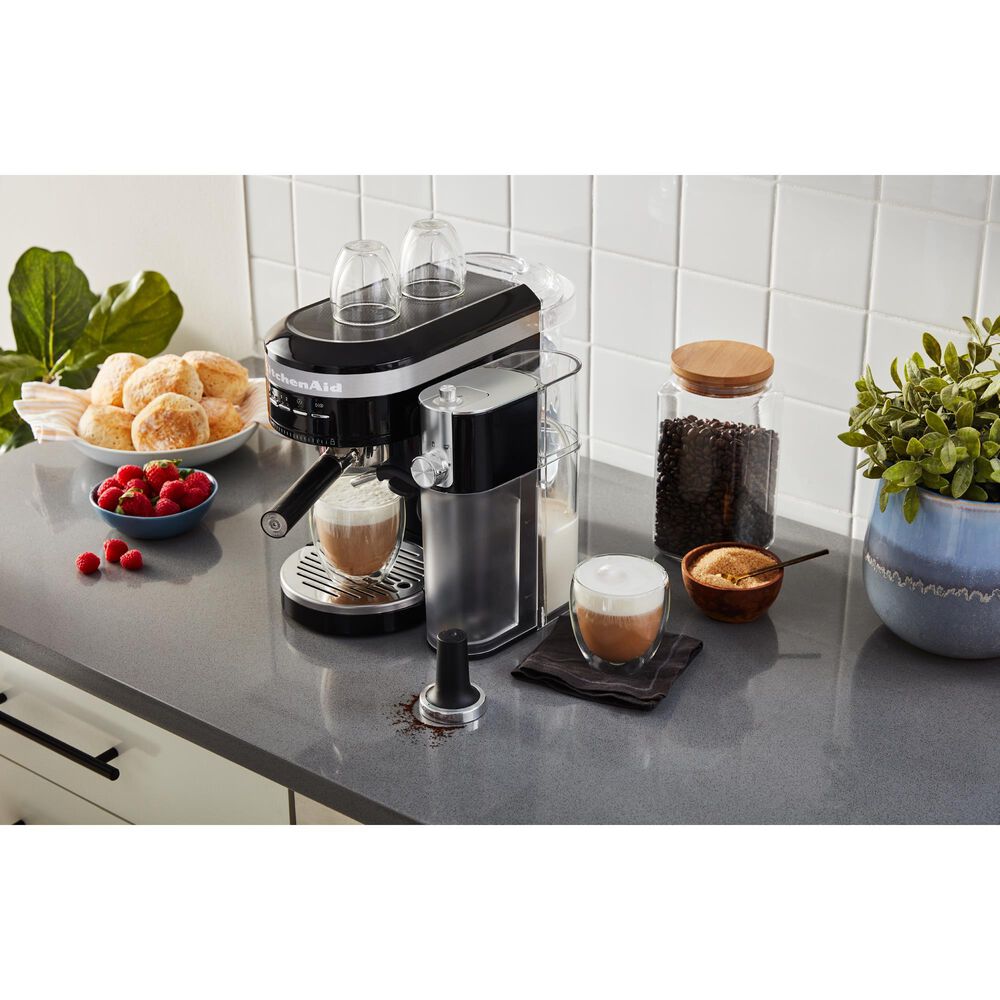KitchenAid 47 Oz Semi-Automatic Espresso Machine in Onyx Black, , large