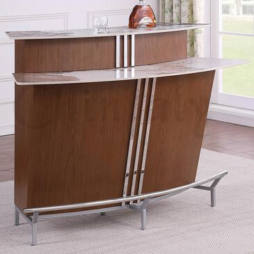 Chintaly Ruby Home Bar in Gloss White, Brown, Walnut and Stainless Steel, , large