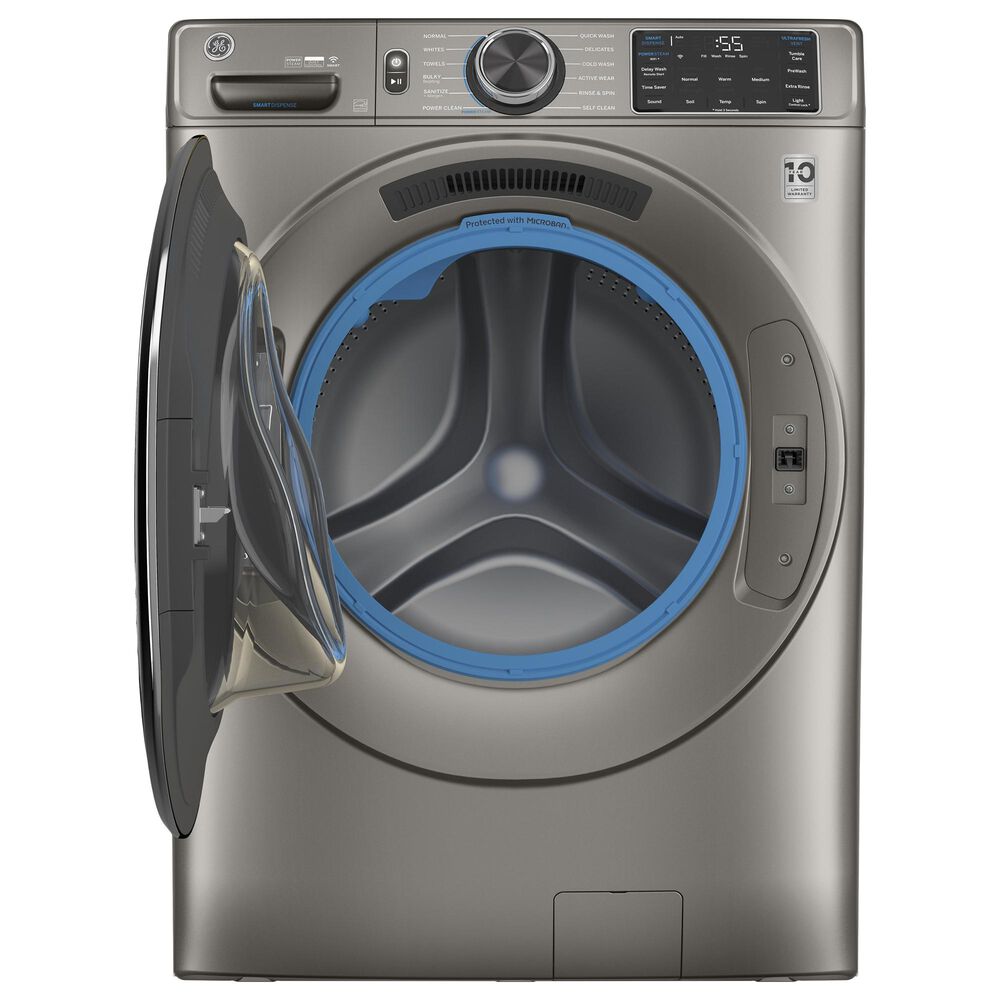 GE Appliances 4.8 Cu. Ft. Front Load Washer with Steam in Satin Nickel, , large