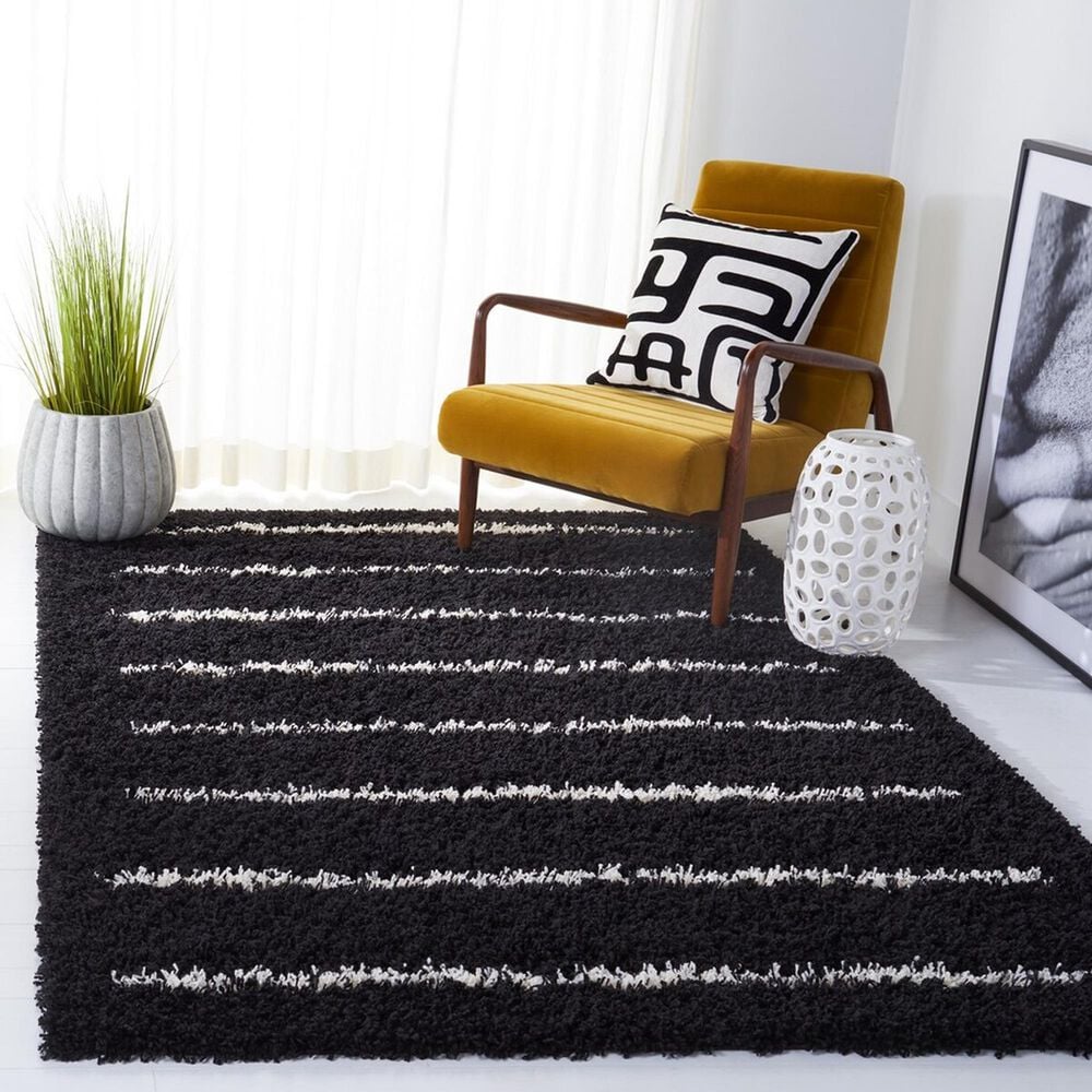 Safavieh Venus Shag VNS604Z 4&#39; x 6&#39; Black and Ivory Area Rug, , large
