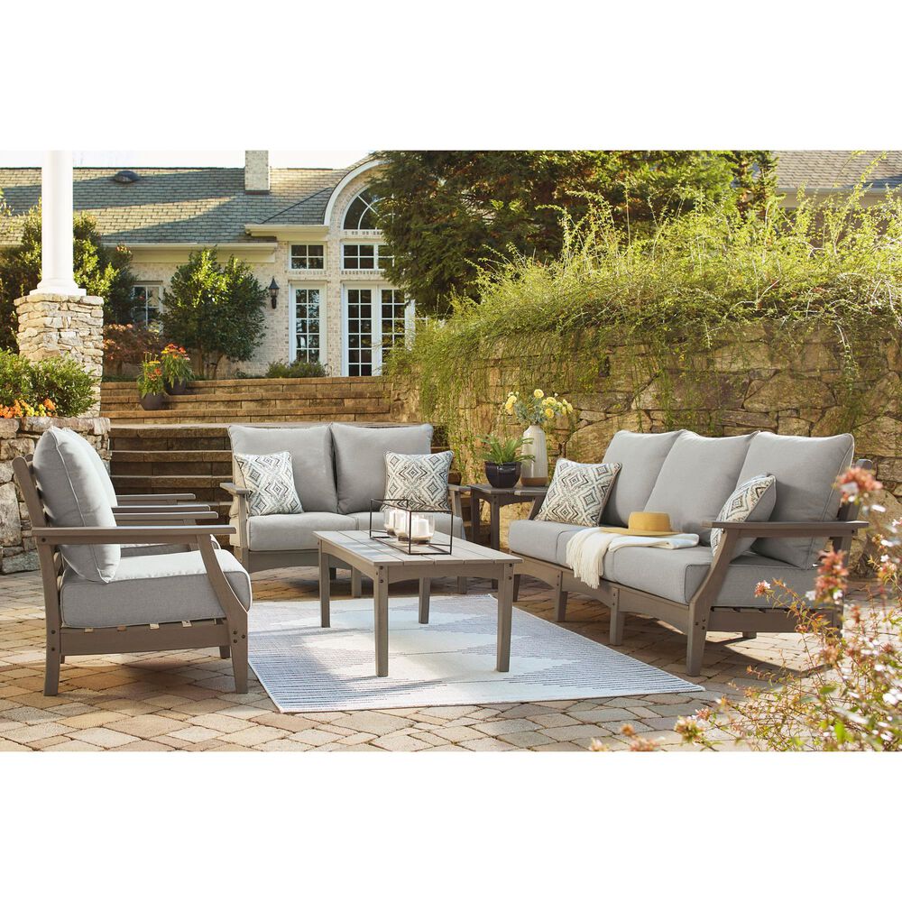 Signature Design by Ashley Visola Stationary Loveseat with Cushion in Gray, , large