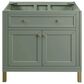 James Martin Vanities Chicago 36" Single Bathroom Vanity in Smokey Celadon with 3 cm Carrara White Marble Top and Rectangular Sink, , large