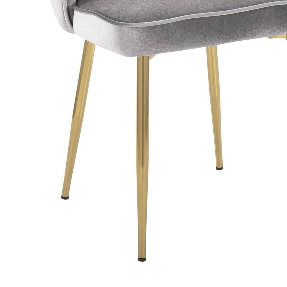 LumiSource Marcel Side Chair with Silver Velvet Cushion in Gold (Set of 2), , large