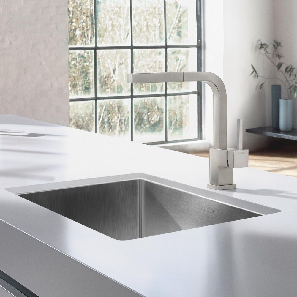 Blanco Quatrus 25&quot; R15 Single Bowl Undermount Kitchen Sink in Refined Brushed, , large
