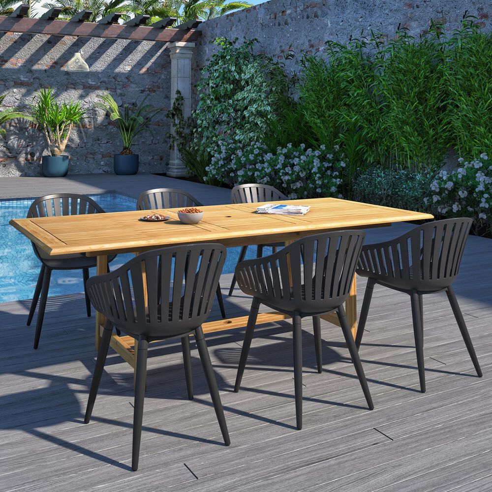 Amazonia Dian and Cannes 7Piece Rectangular Patio Dining Set in Teak