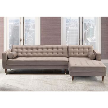 Blue River Somerset Right Sectional Sofa in Taupe Velvet and Gold, , large