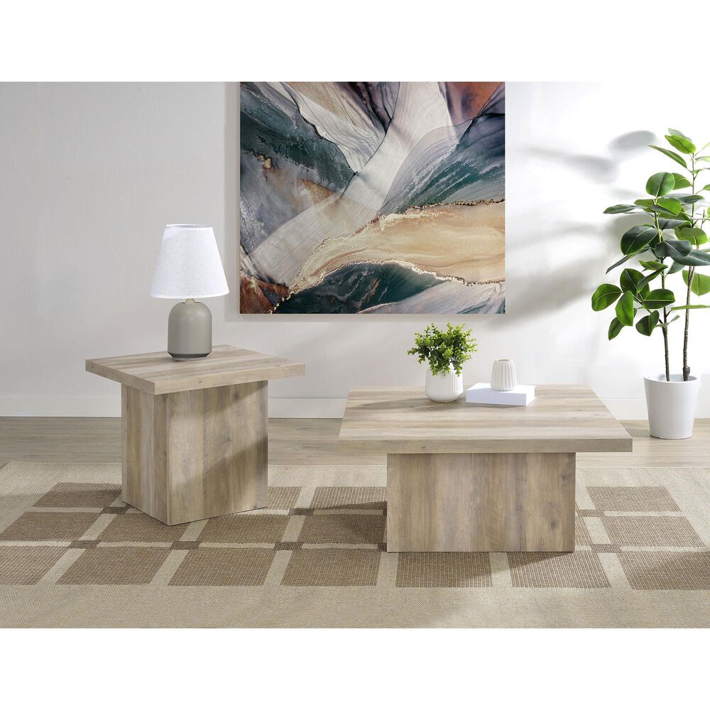 Pacific Landing Devar Square Coffee Table in Distressed Pine, , large