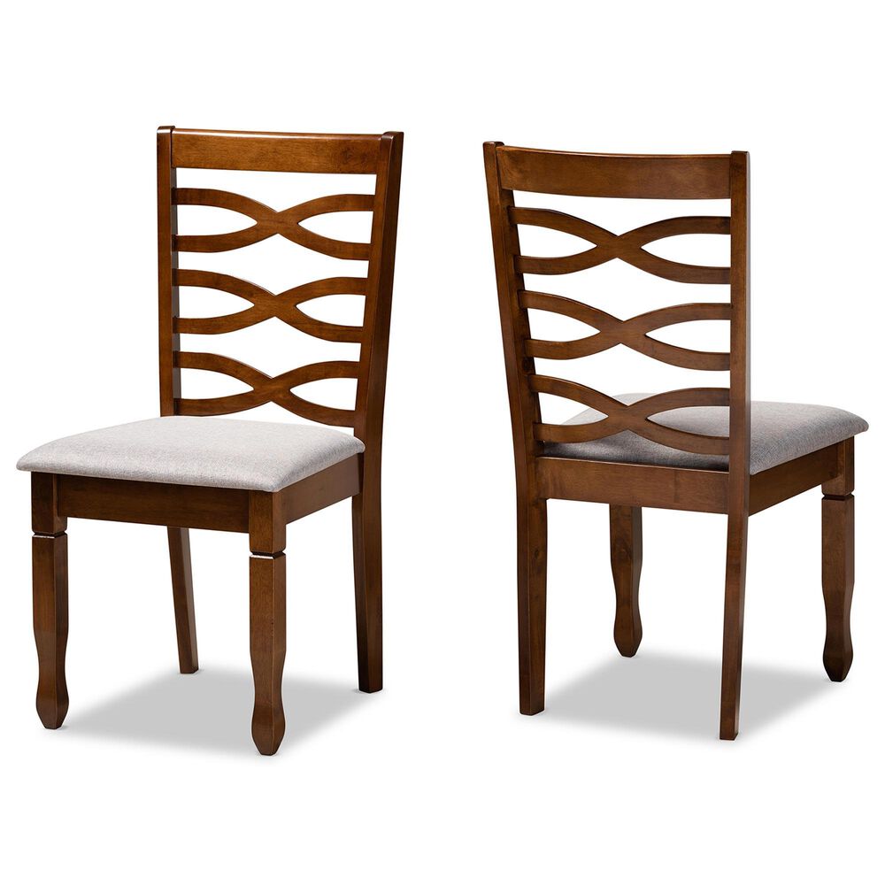 Baxton Studio Lanier Side Chair with Grey Cushion in Walnut Brown (Set of 2), , large