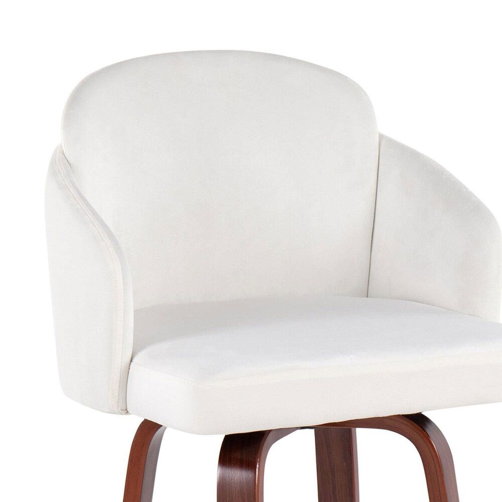LumiSource Dahlia Swivel Counter Stool with Black Velvet Upholstery in Walnut and Chrome (Set of 2), , large