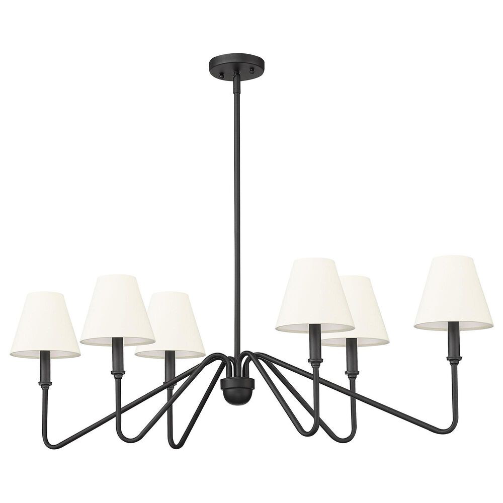 Golden Lighting Kennedy 6-Light Linear Pendant with Ivory Shade in Natural Black, , large