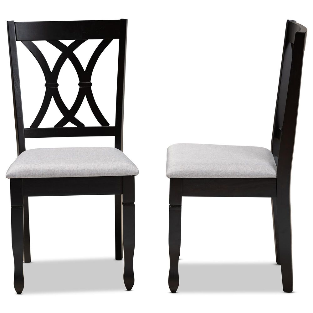Baxton Studio Reneau Side Chair with Grey Cushion in Espresso Brown (Set of 2), , large